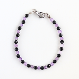 Vòng tay đá black tourmaline & thạch anh tím amethyst để bảo vệ 4li