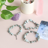 Vòng tay đá larimar hạt nhuyễn, viên đá của biển cả năng lượng bảo vệ và bình yên