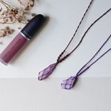 Raw Kunzite macrame necklace | Vòng cổ macrame đá Kunzite thô