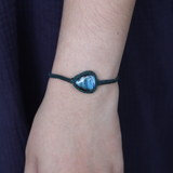 Vòng tay macrame đá xà cừ (Labradorite) ánh lửa xanh