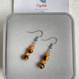 Khuyên tai kết hợp đá mắt hổ tiger eye và carnelian