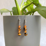 Khuyên tai kết hợp đá mắt hổ tiger eye và carnelian