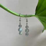 Khuyên tai 3 hạt đá xà cừ Labradorite mang đến năng lượng kì diệu