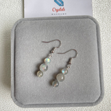 Khuyên tai 3 hạt đá xà cừ Labradorite mang đến năng lượng kì diệu