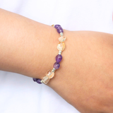 Vòng Tay Năng Lượng và Bình An: Citrine (Thạch Anh Vàng) & Amethyst (Thạch anh tím)