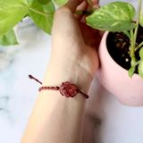 Vòng tay đá thạch anh dâu tây thô strawberry quartz