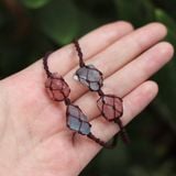 Strawberry quartz & ocean flourite macrame bracelet | Vòng tay thạch anh dâu tây và ocean fluorite