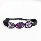 Vòng tay unisex 3 viên thạch anh tím Amethyst