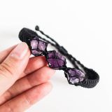 Vòng tay unisex 3 viên thạch anh tím Amethyst