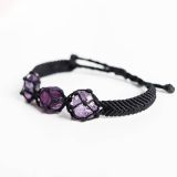 Vòng tay unisex 3 viên thạch anh tím Amethyst