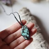 Vòng cổ macrame đá turquoise ngọc lam lớn