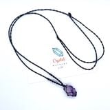 Vòng cổ macrame đá thô thạch anh tím amethyst