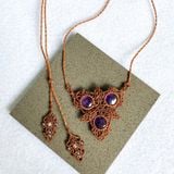 Vòng cổ đá thạch anh tím Amethyst kiểu mico macrame nghệ thuật