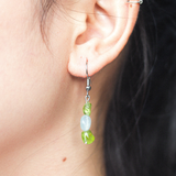 Khuyên tai đá tự nhiên peridot và aquamarine, tình yêu và sự bảo vệ