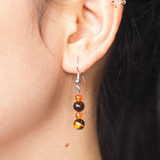 Khuyên tai kết hợp đá mắt hổ tiger eye và carnelian