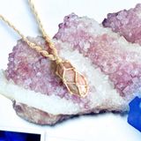 Vòng cổ macrame đá tường vi rhodonite