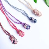 Vòng cổ macrame đá tường vi rhodonite