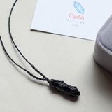 Vòng cổ macrame black obsidian