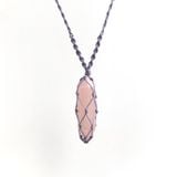 Vòng cổ trụ thạch anh hồng rose quartz