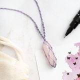 Vòng cổ trụ thạch anh hồng rose quartz