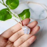 Blue lace agate macrame necklace | Vòng cổ macrame đá agate