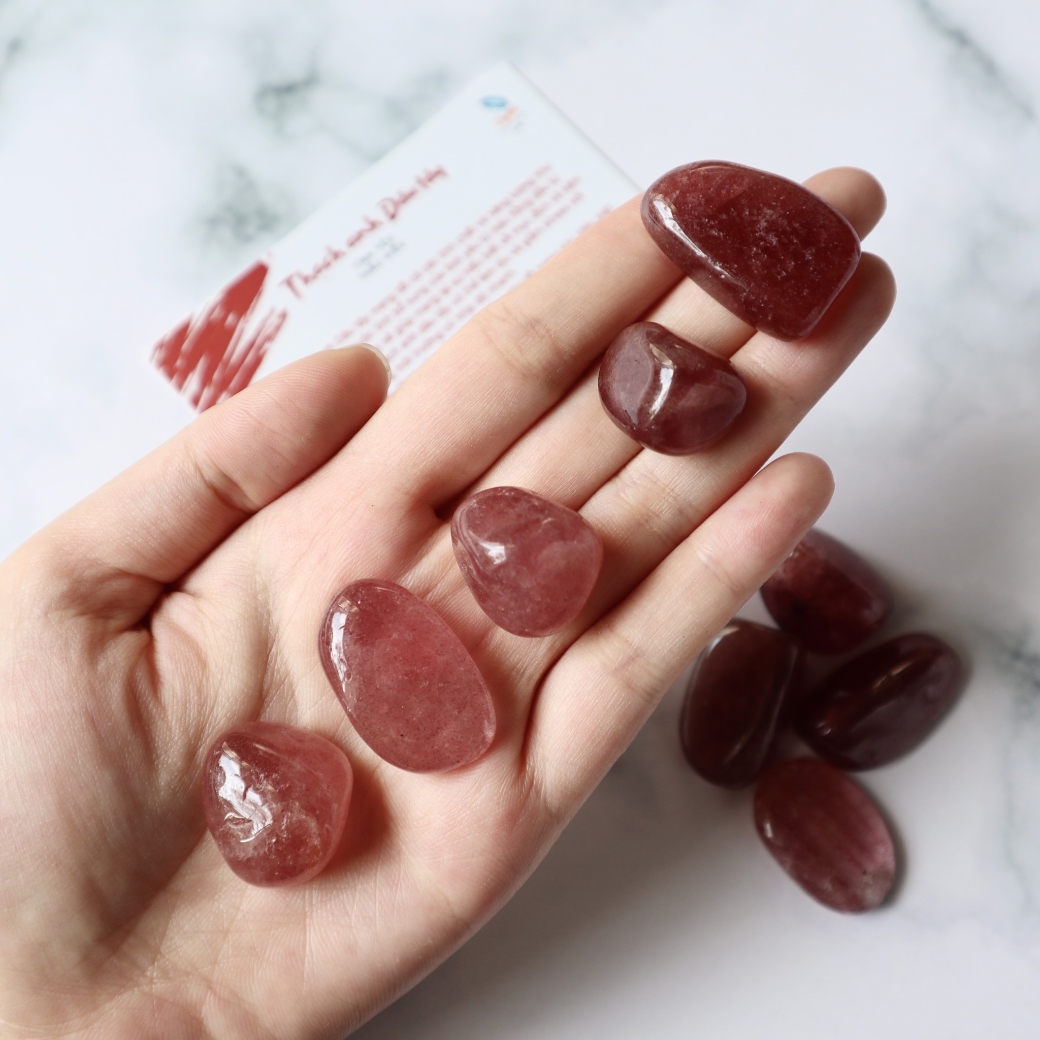 Strawberry quartz tumbled stone Crystals Macrame