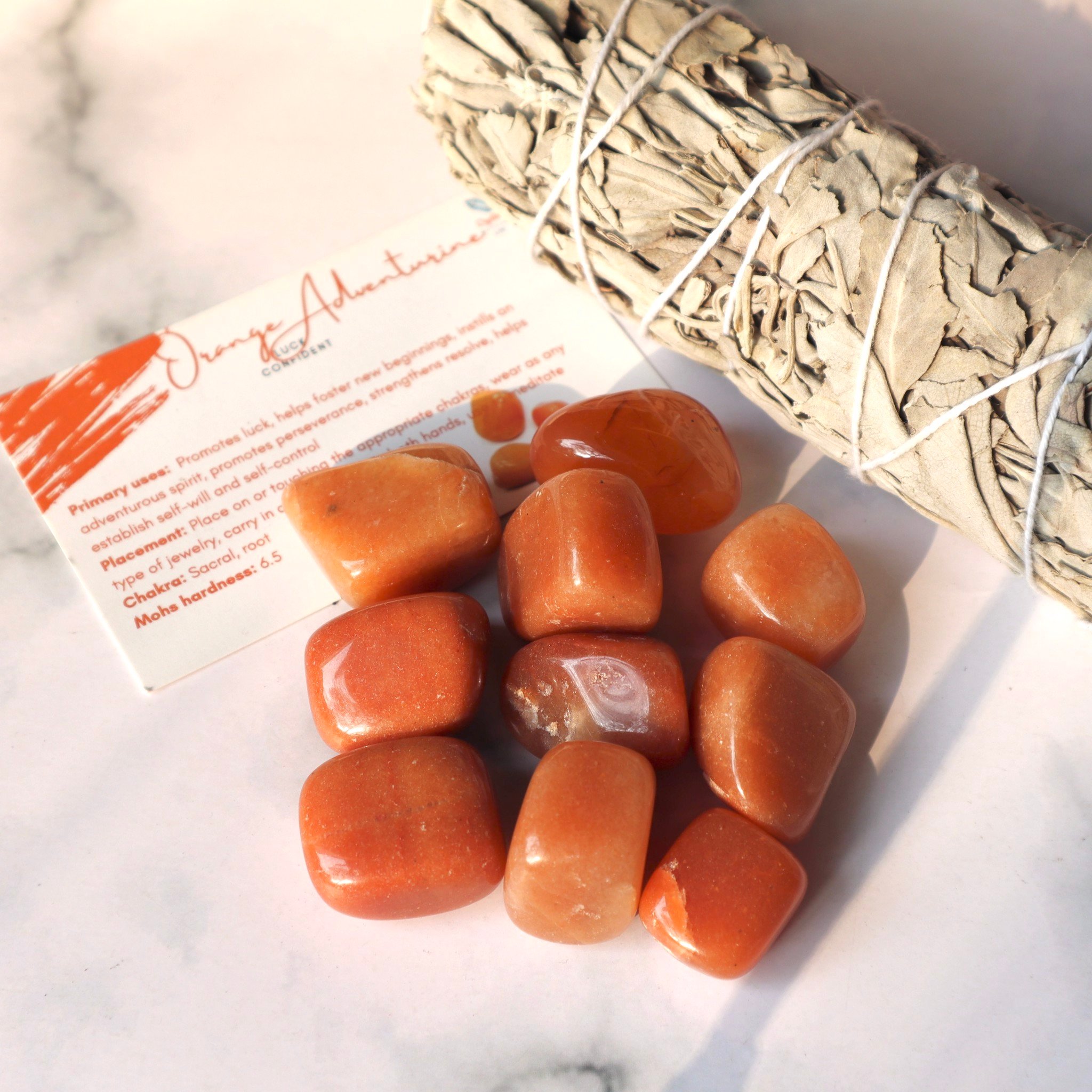 Orange aventurine tumbled stone Đá aventurine cam Crystals Macrame