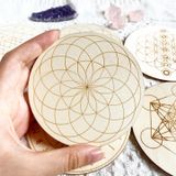 Crystal grid plate | Đĩa xếp đá crystal grid gỗ