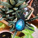 Vòng cổ đá xà cừ labradorite kiểu micro macrame