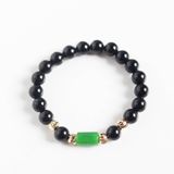 Vòng tay lu thống Ngọc Bích và đá Obsidian đen