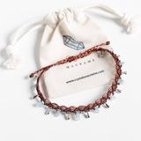 Vòng chân macrame đá Aquamarine họa tiết boho