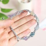 Vòng tay chakra 7 viên đá thô micro macrame, năng lượng cân bằng