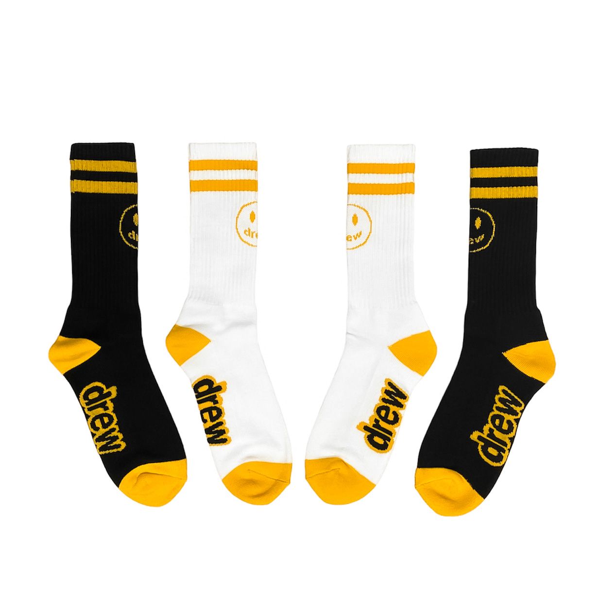  Drew House Pack Socks Mascot Stripe (Black/White) 