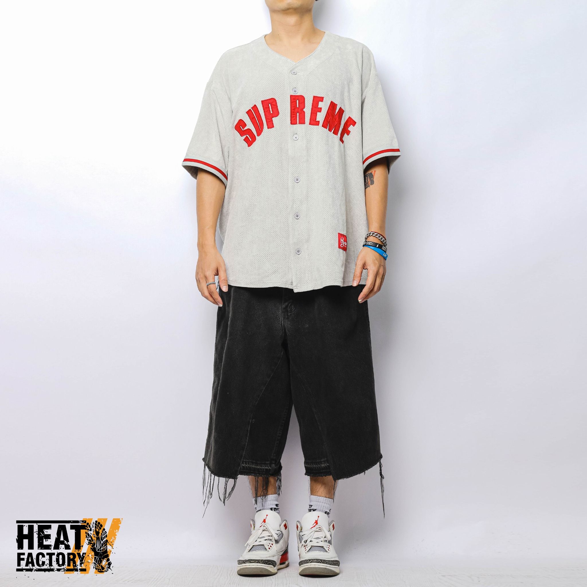 Supreme Ultrasuede Mesh Baseball Jersey (Grey) – Heat Factory