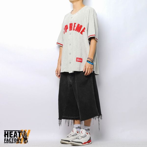  Supreme Ultrasuede Mesh Baseball Jersey (Grey) 