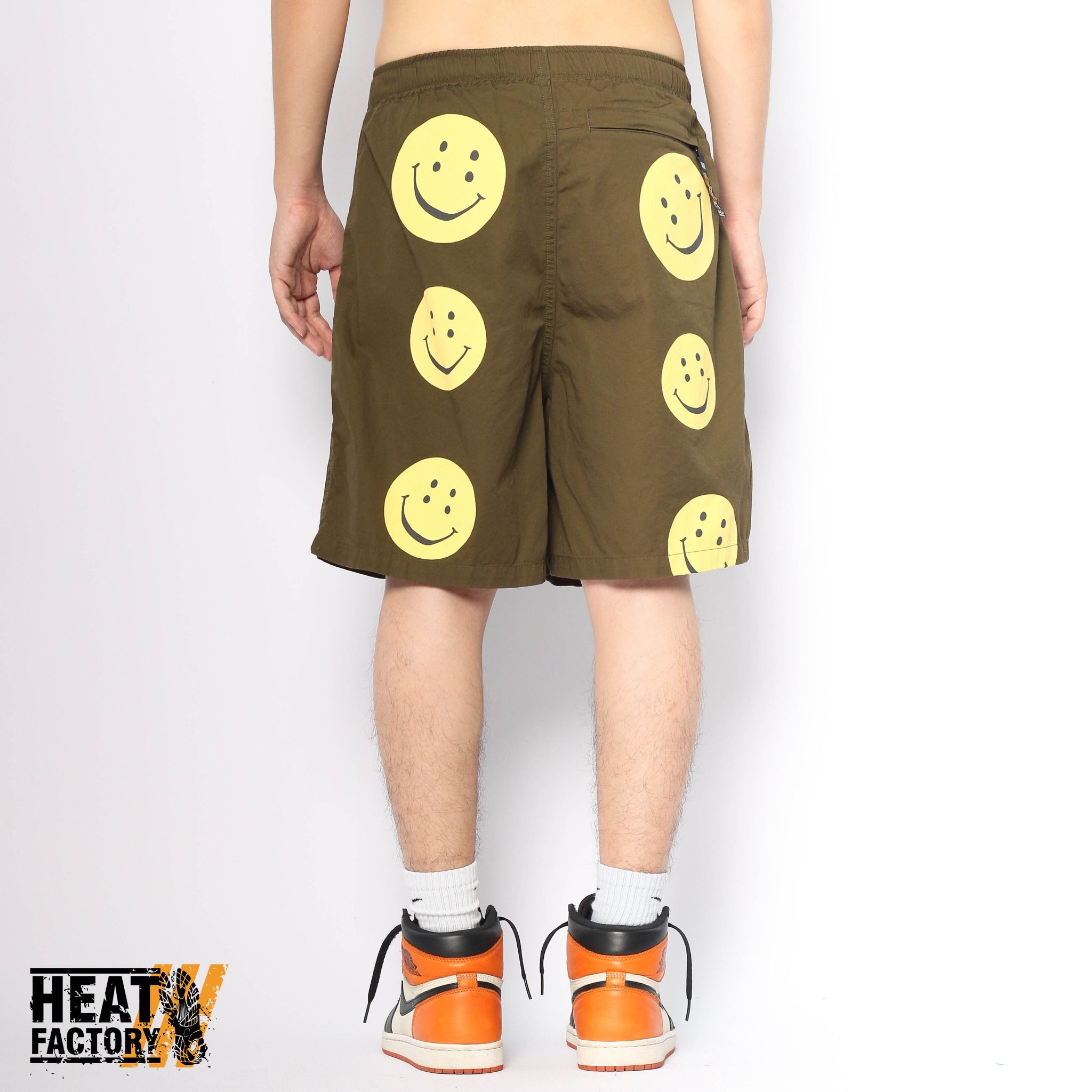  Kapital Shorts Yellow Smiley Rainy (Olive) 