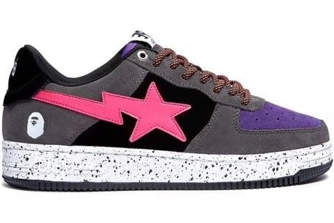  Bape Sta Black Grey Pink Suede 