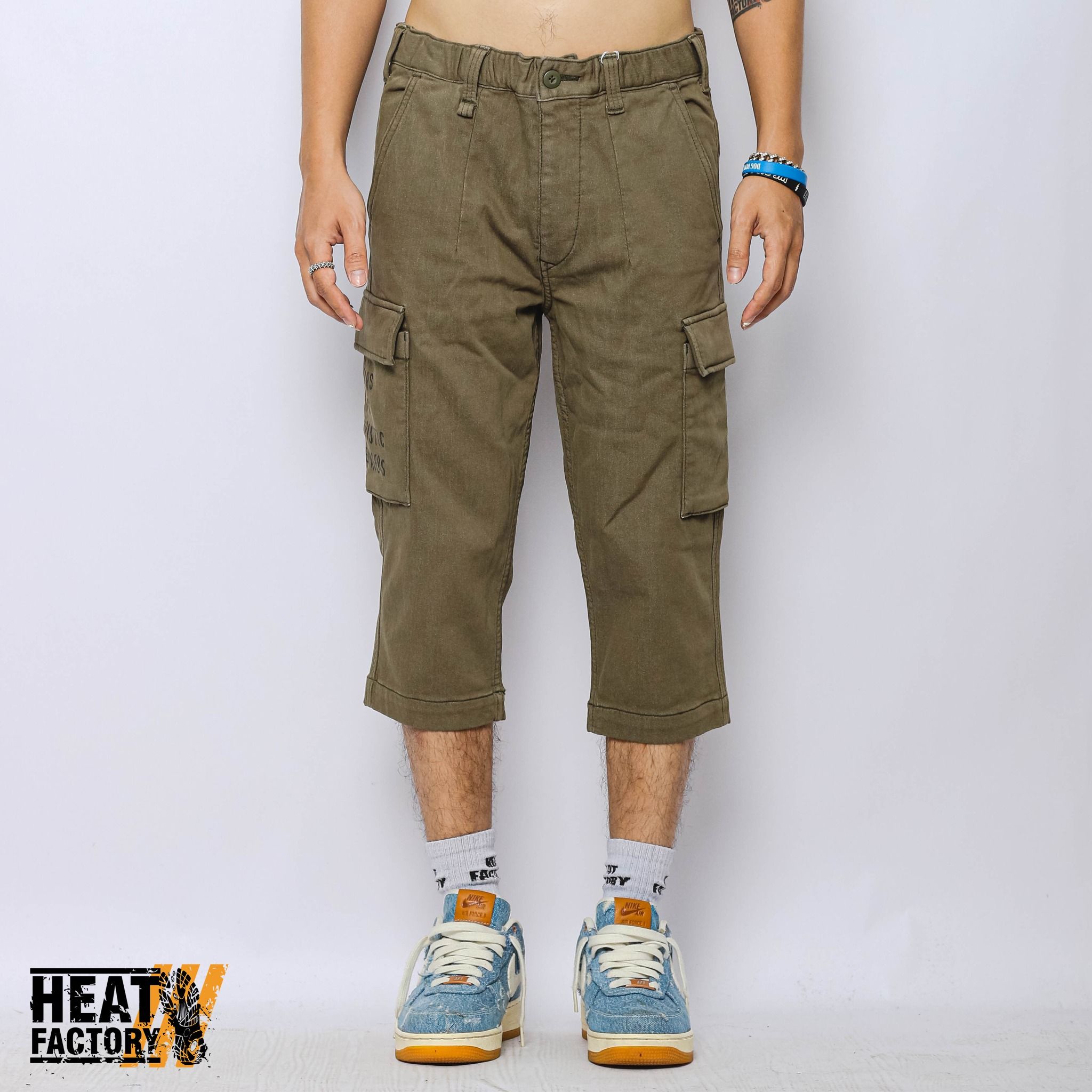  Human Made Cropped Cargo Pants (Olive) 