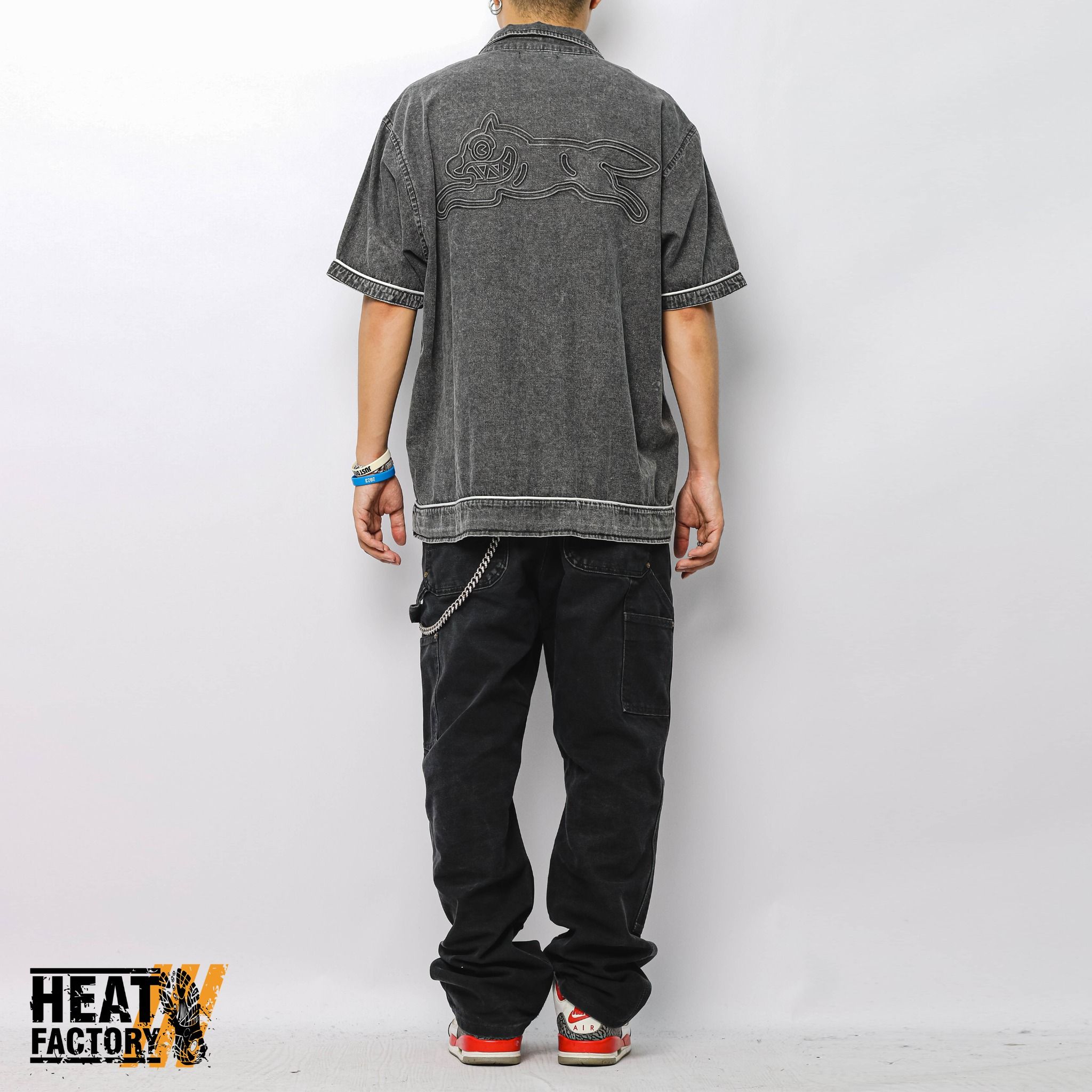  Ice Cream Shirt Denim Piping Emboss Logo (Black) 