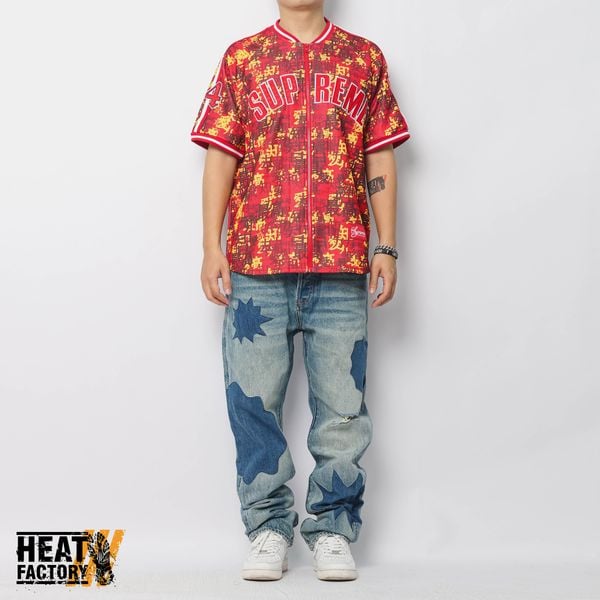 Supreme Jersey Kanji Camo Zip Up Baseball (Red) – Heat Factory