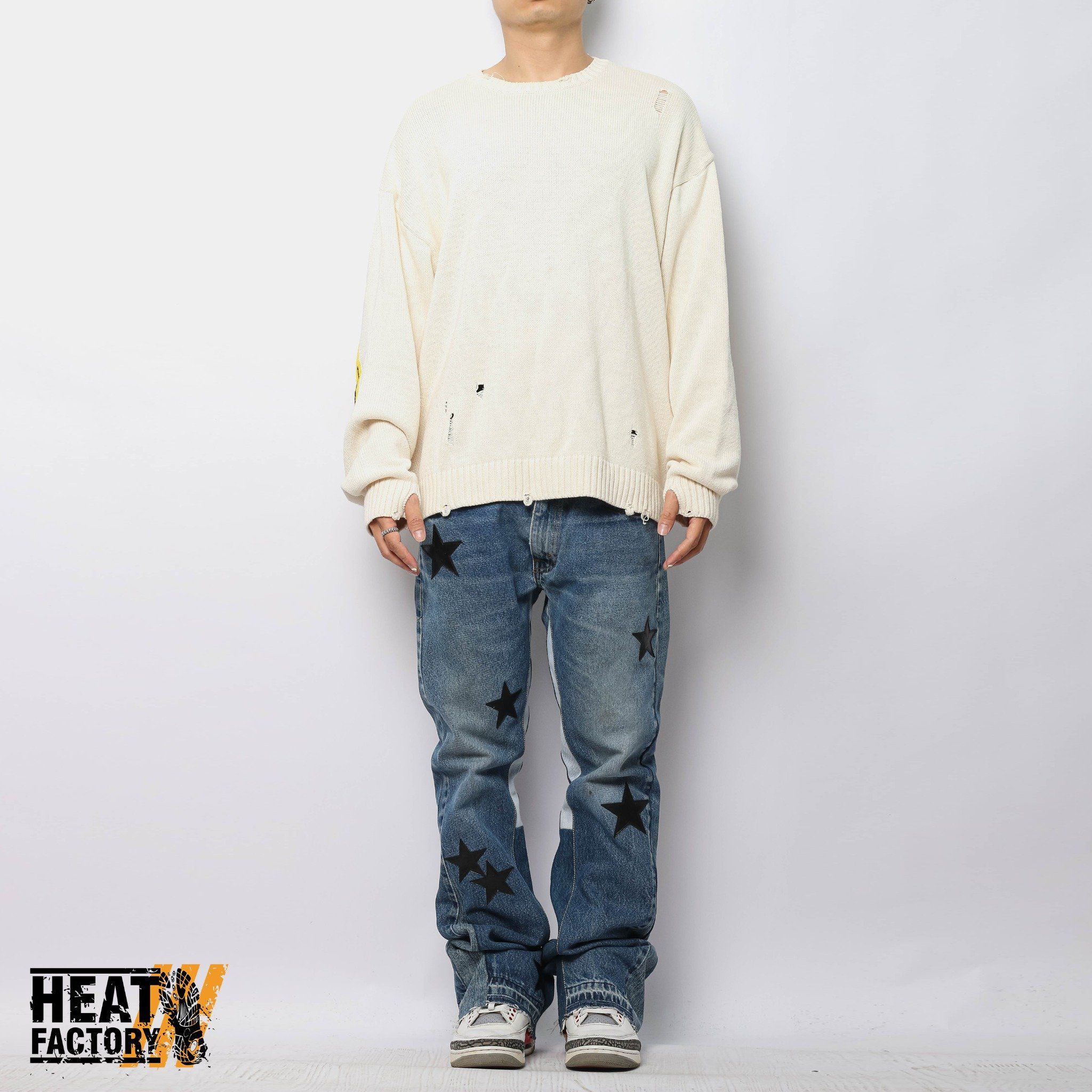  Kapital 5G Knit Smilie Patch Sweater Ecru (Beige) (Used) 