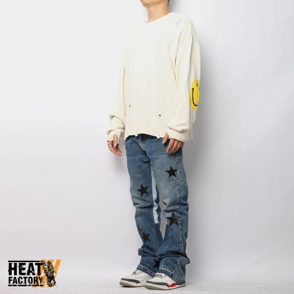  Kapital 5G Knit Smilie Patch Sweater Ecru (Beige) (Used) 