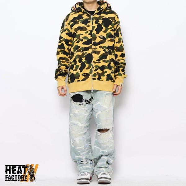  Bape Hoodie Full Zip 1st Camo Ponr Shark (Yellow) 