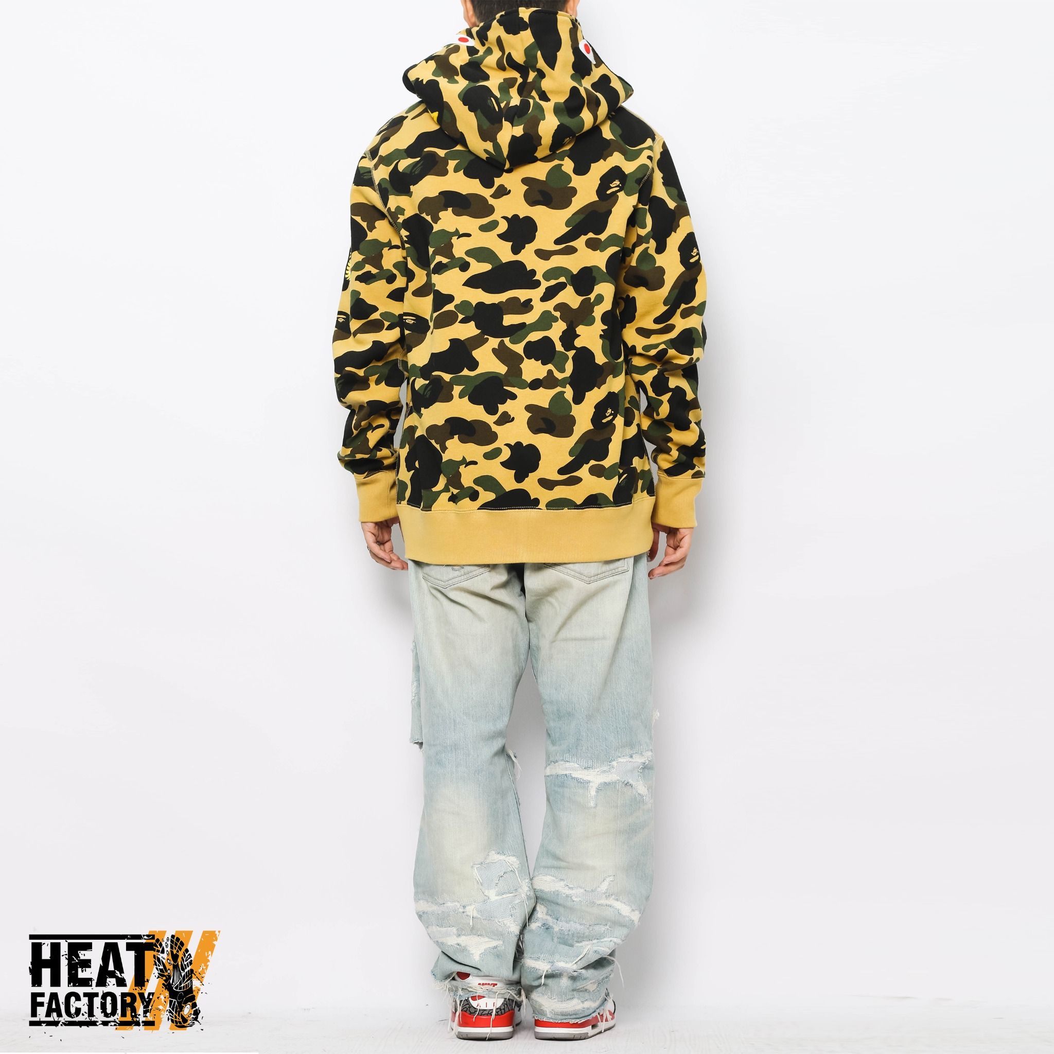 Bape Hoodie Full Zip 1st Camo Ponr Shark (Yellow) 