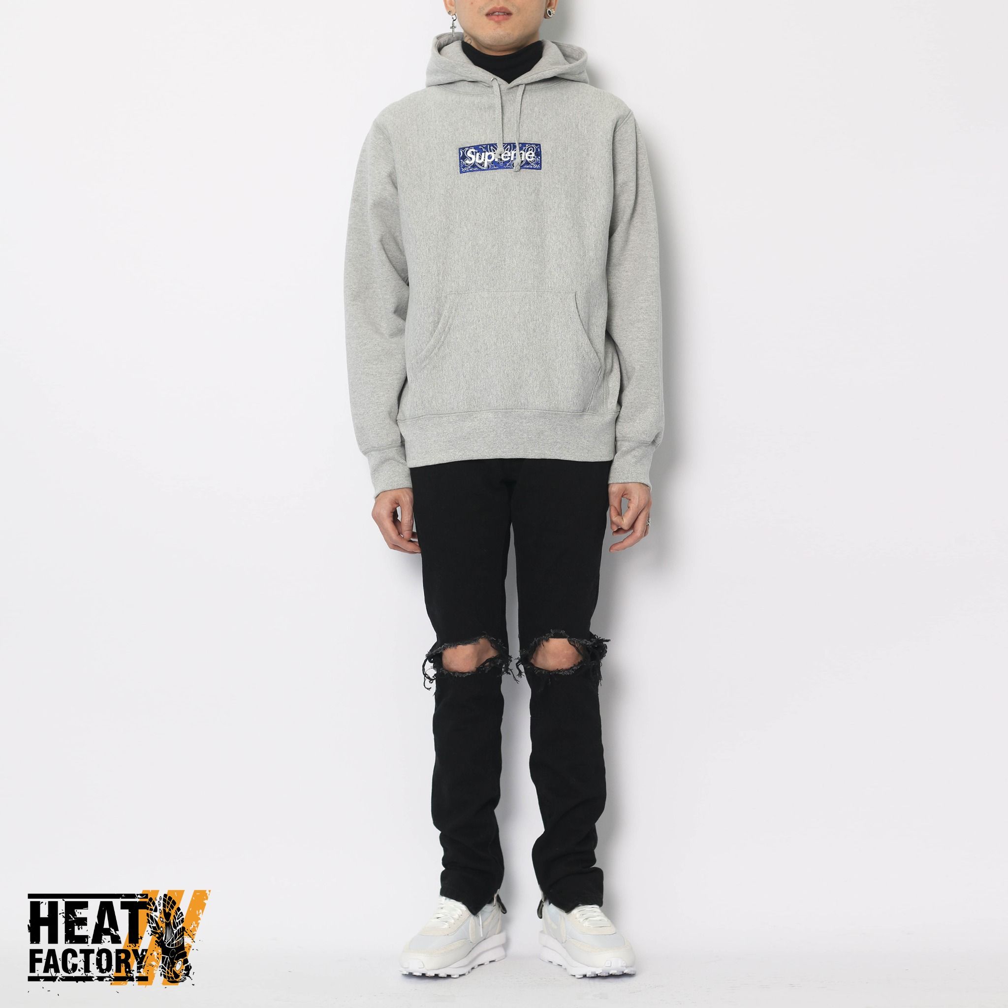  Supreme Hoodie Box Logo Bandana (Grey) 