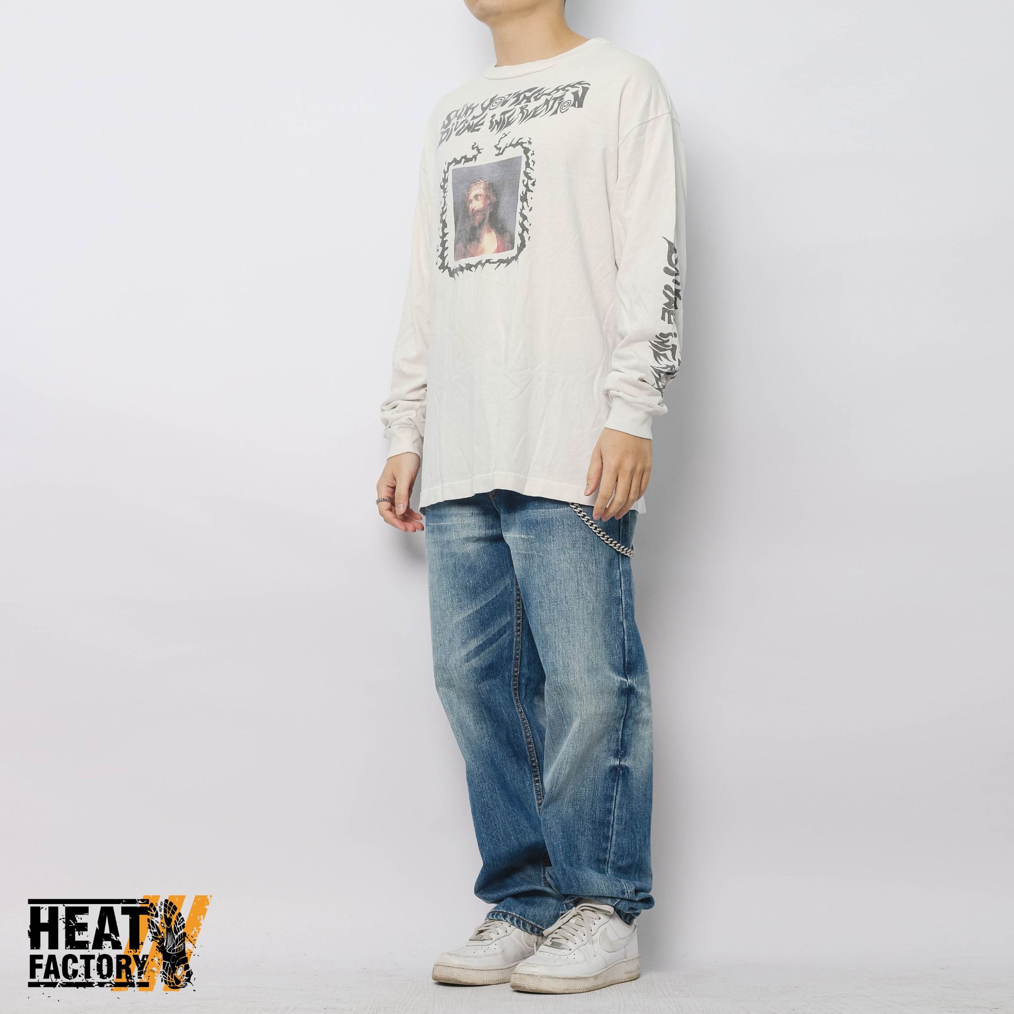  Saint Michael Longsleeve Tee Devine Intervention (White) (Used) 