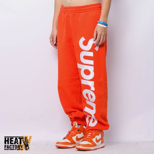  Supreme Sweatpants Satin Applique Logo (Orange) 