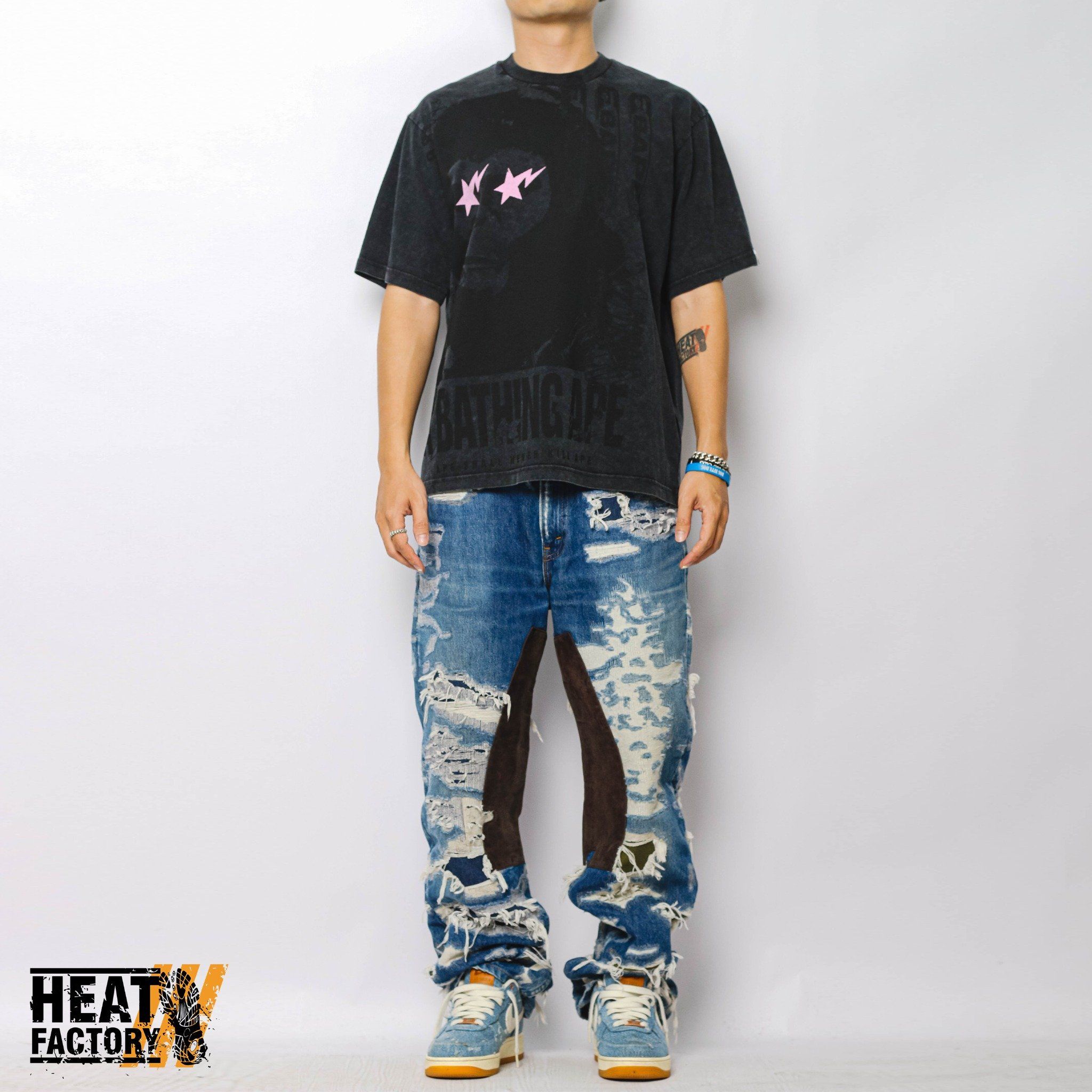  Bape Tee Garment Dye Multilogo Relaxed Fit (Black) 