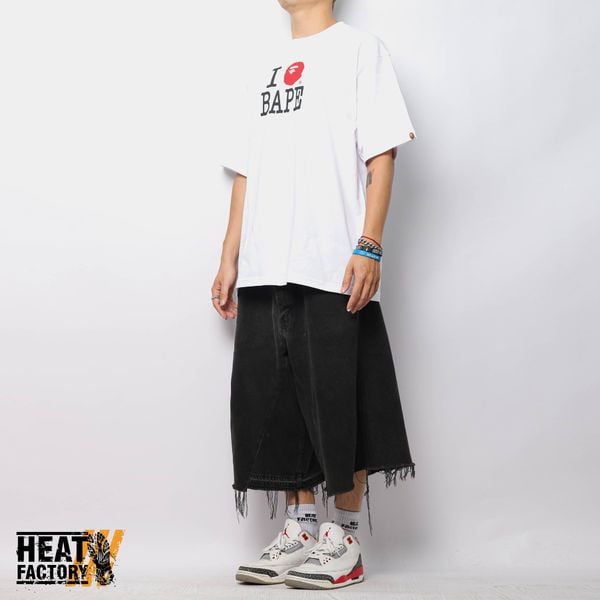  Bape Tee Logo Inside Out Relaxed Fit (White) 