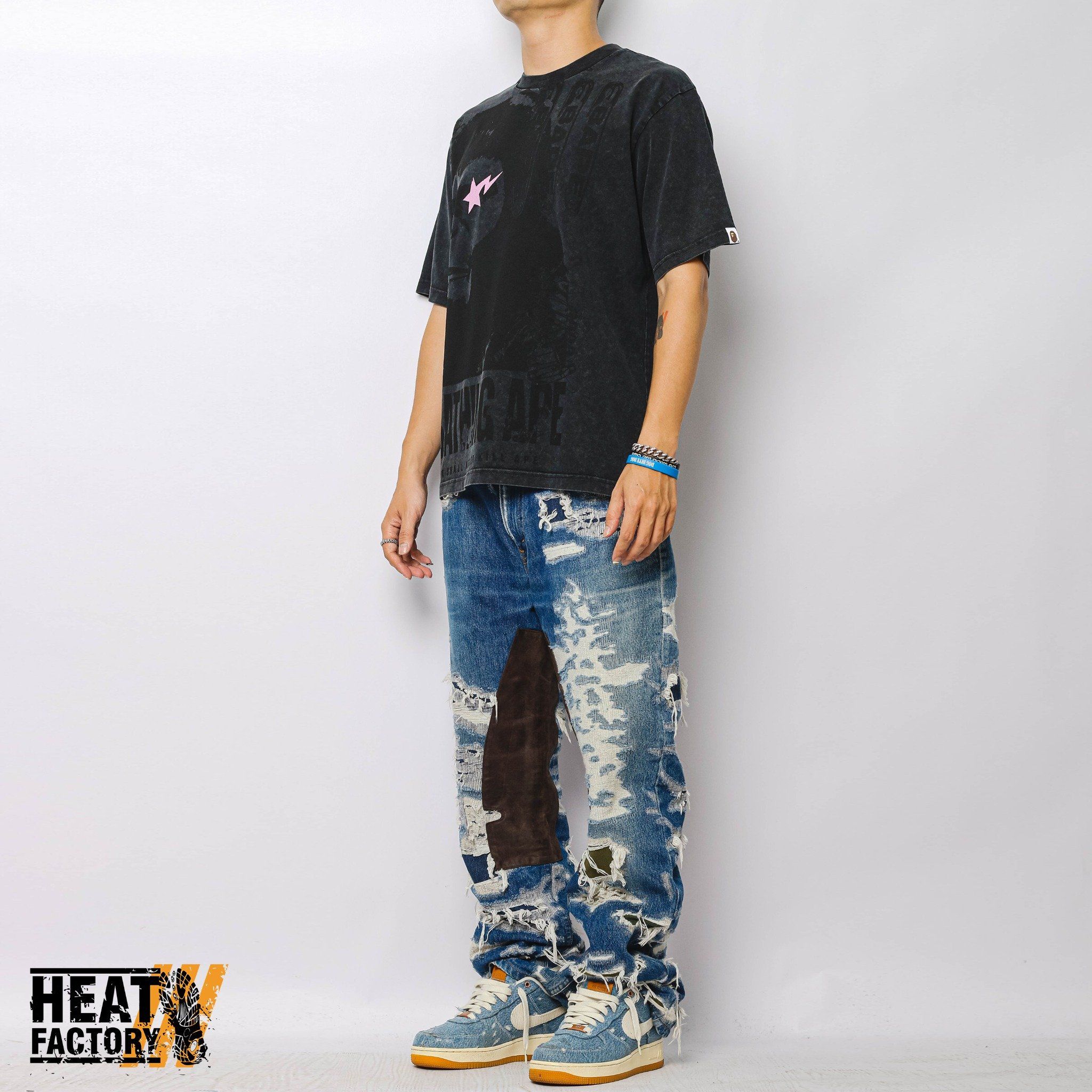  Bape Tee Garment Dye Multilogo Relaxed Fit (Black) 